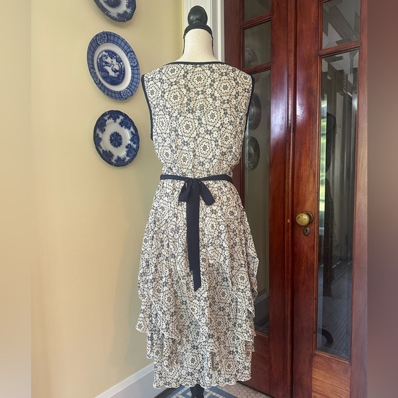 Robbie Bee | Sleeveless Geo/Floral Print Belted Midi Dress, Size 14 - Picture 4 of 12